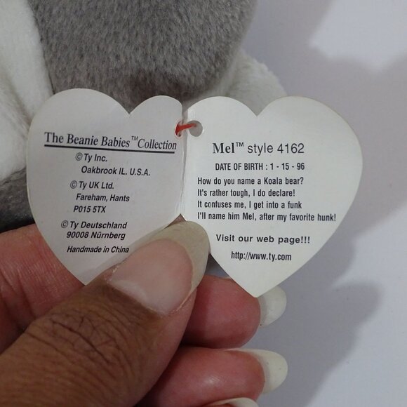 Vintage Ty Beanie Baby Mel Koala Bear Plush Collectible 1996 Stuffed Animal Toy - Picture 5 of 10